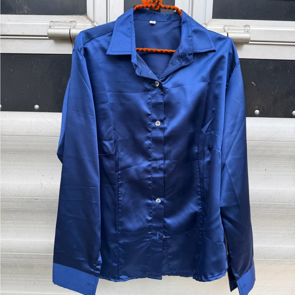 Women’s satin button down shirt